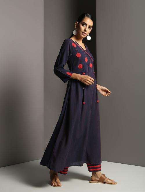 embroidered angrakha kurta - 16465399 - Standard Image - 1