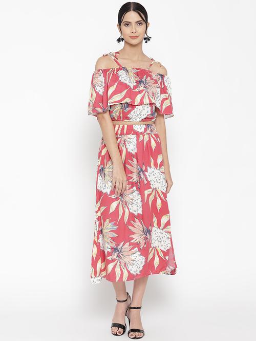 knot detail floral top & skirt set - 16466566 - Standard Image - 1