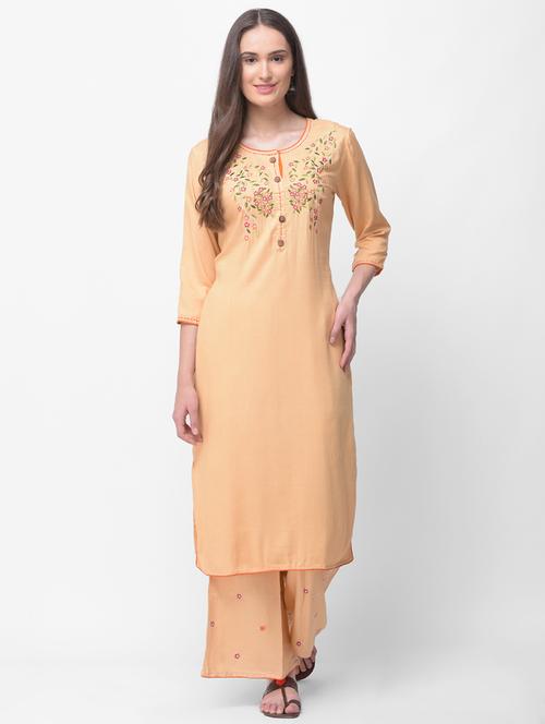 embroidered kurta palazzo set - 16491162 - Standard Image - 1