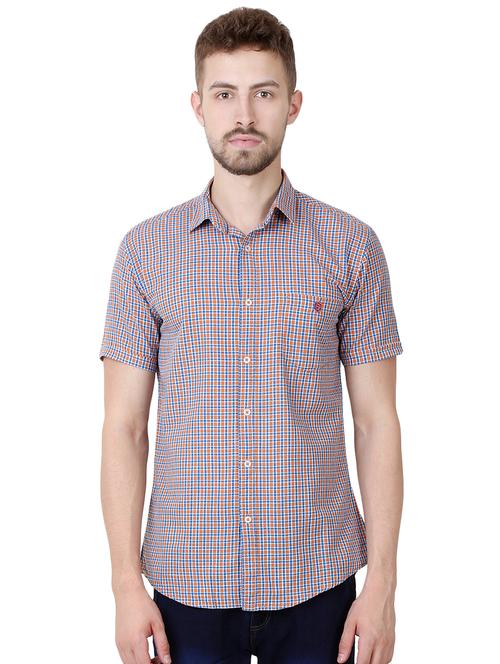 orange checkered casual shirt - 16492866 - Standard Image - 1
