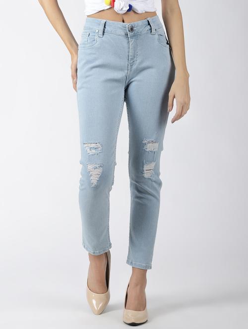 high rise distressed jeans - 16505809 - Standard Image - 1