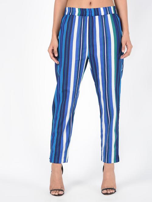striped cigerette cotton pant - 16520468 - Standard Image - 1