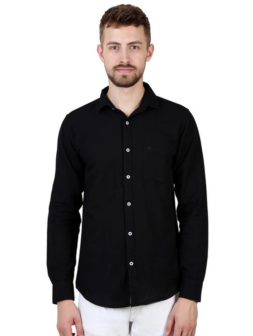 black solid casual shirt - 16534228 - Standard Image - 1