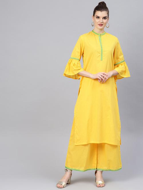 bell sleeves kurta palazzo set - 16546096 - Standard Image - 1