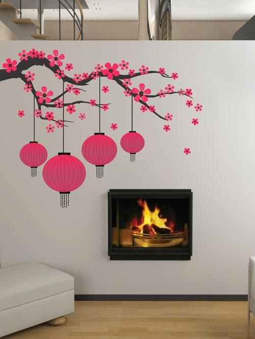 tree with lantern wall sticker & decal - 16576432 - Very Small Image - 1