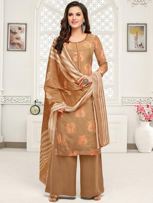 printed unstitched suit - 16595959 - Standard Image - 1