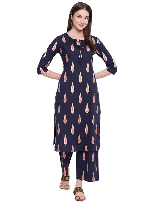 printed kurta with palazzo set - 16603739 - Very Small Image - 1