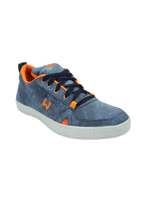 blue leatherette lace up sneakers - 16612248 - Standard Image - 1