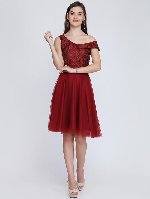 single off shoulder skater dress - 16613809 - Standard Image - 1
