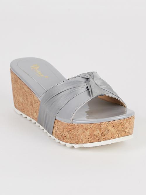 grey slip on wedges - 16614858 - Standard Image - 1