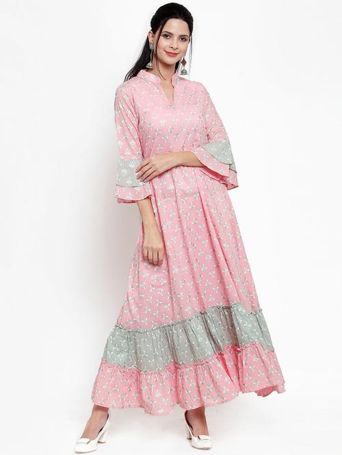 block printed anarkali kurta - 16618070 - Standard Image - 1