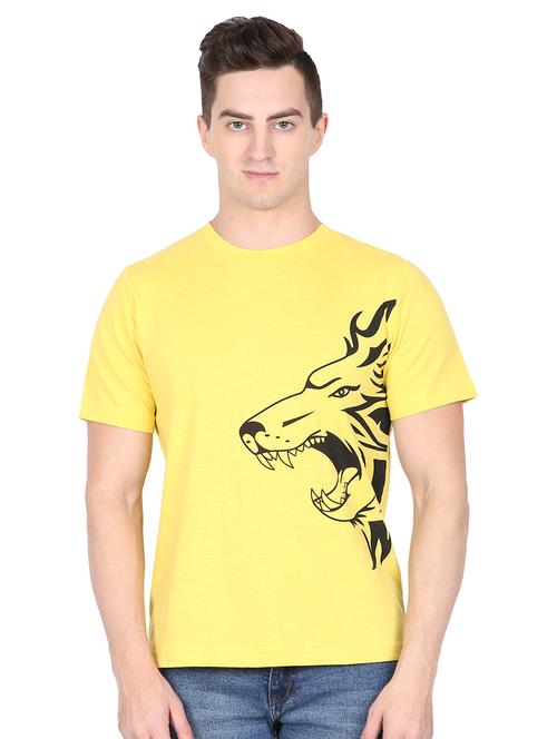 yellow chest print t-shirt - 16635081 - Standard Image - 1