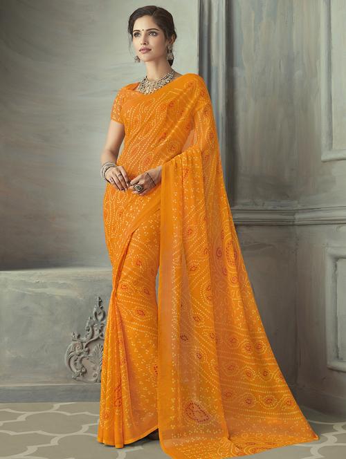 bandhani printed saree with blouse - 16646411 - Standard Image - 1