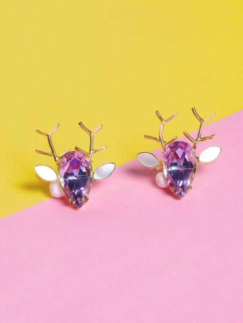 pink brass studs earring - 16649345 - Standard Image - 1