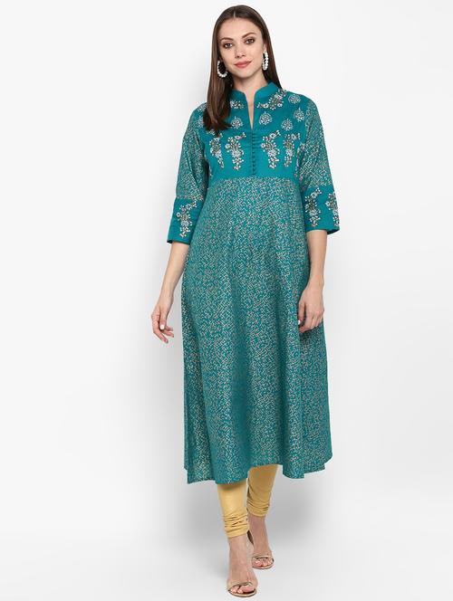 foil printed anarkali kurta - 16665900 - Standard Image - 1