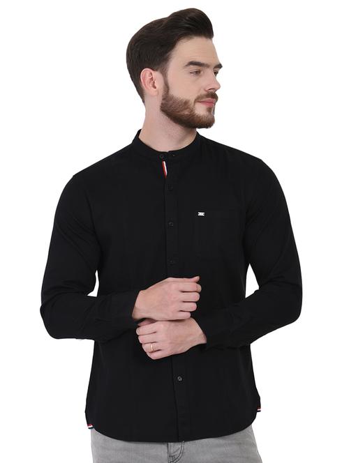 black solid casual shirt - 16690880 - Very Small Image - 1