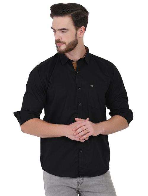 black solid casual shirt - 16690947 - Very Small Image - 1
