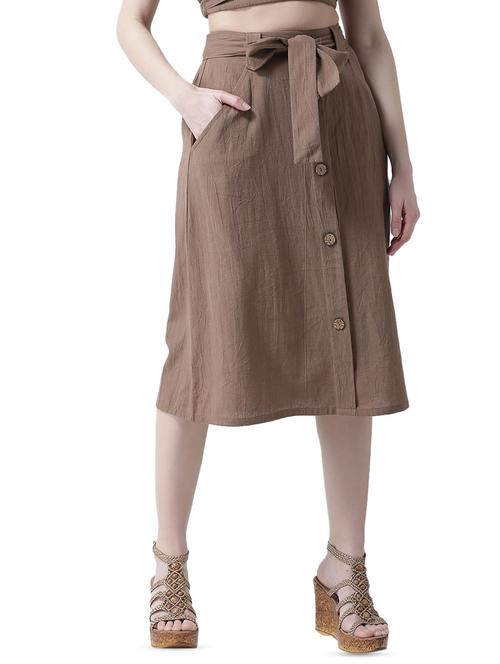 tie front button up a-line skirt - 16699844 - Standard Image - 1