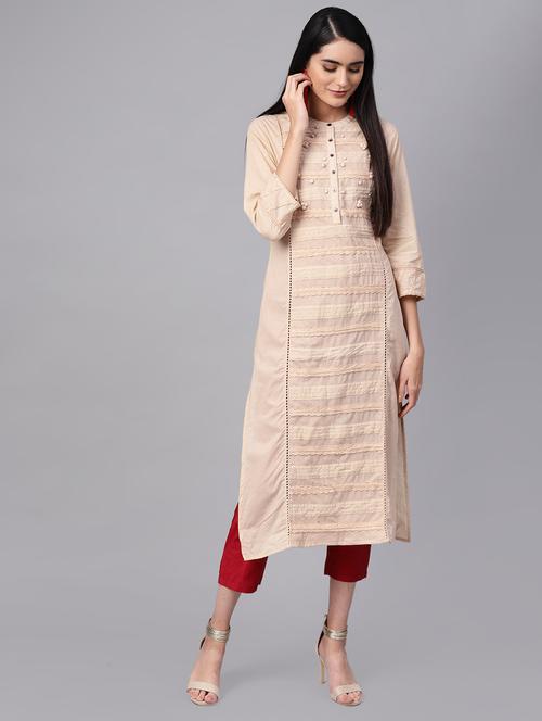 pleated straight kurta - 16700453 - Standard Image - 1