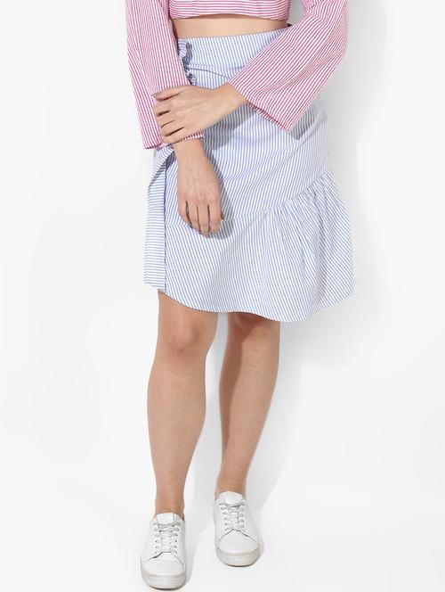 ruffle detail striped asymmetric skirt - 16701544 - Standard Image - 1