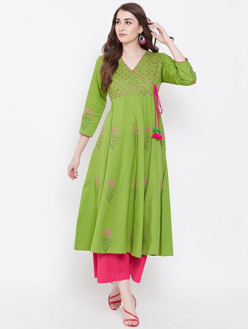 block print angrakha kurta - 16704393 - Standard Image - 1