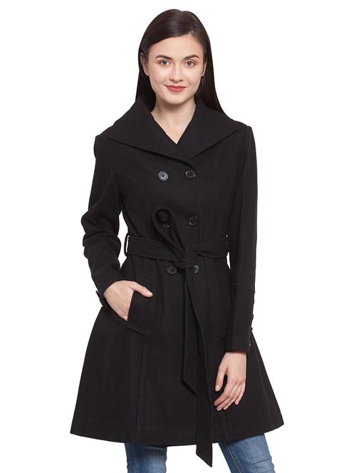 tie front shirt collar trench/overcoat coat - 16711895 - Standard Image - 1