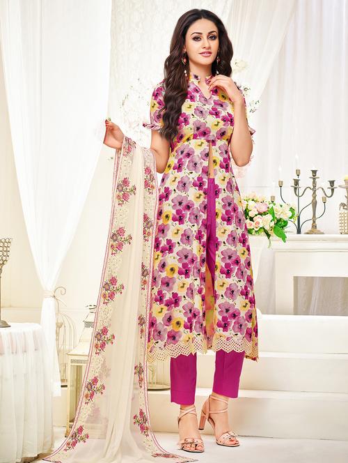 floral printed unstitched suit set - 16719465 - Standard Image - 1