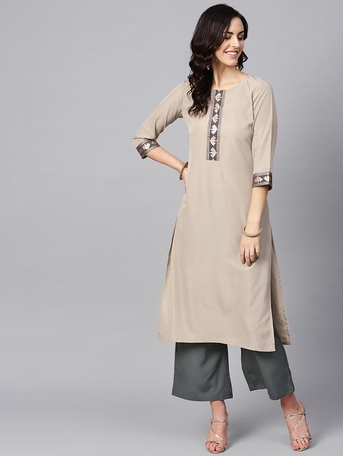 solid kurta palazzo set - 16720569 - Standard Image - 1