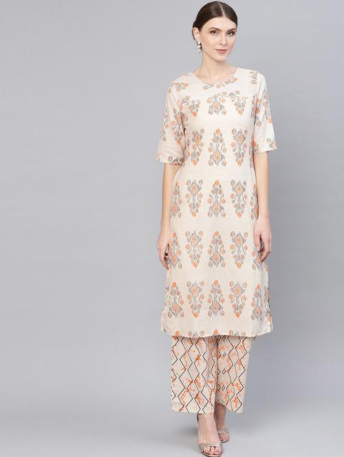 ikat printed kurta palazzo set - 16723236 - Standard Image - 1