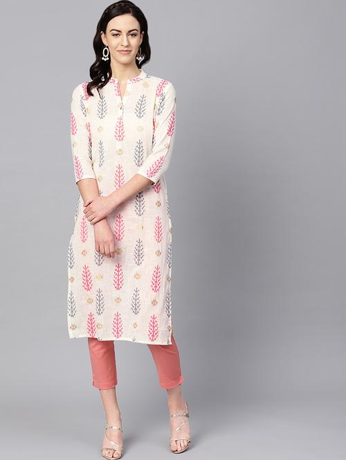 ikat straight kurta - 16726096 - Standard Image - 1