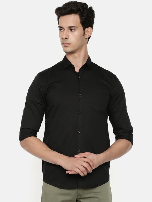 black solid casual shirt - 16734701 - Standard Image - 1