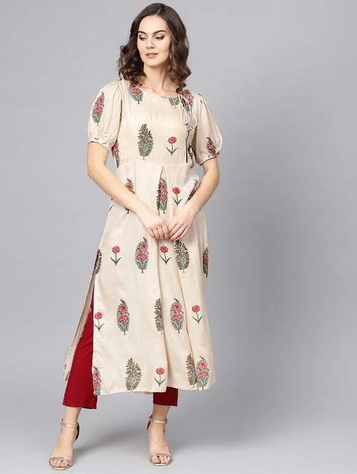 floral straight kurta - 16739178 - Standard Image - 1