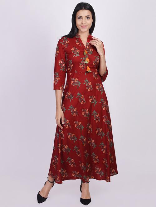 floral print flared kurta - 16755730 - Standard Image - 1