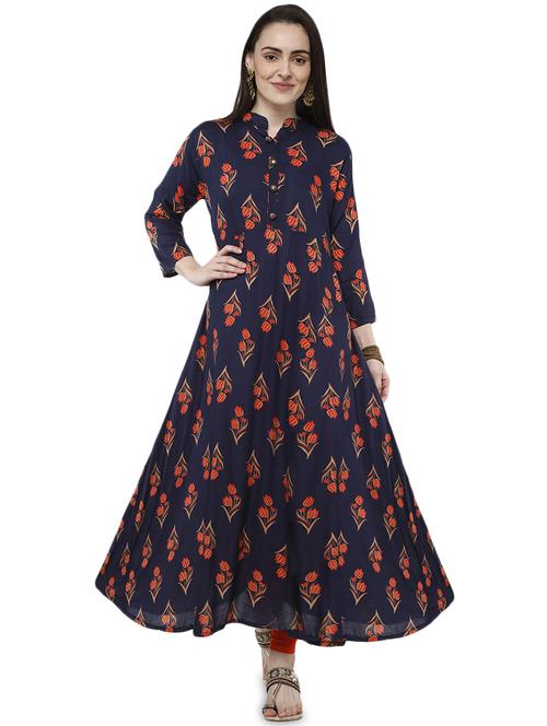 floral print flared kurta - 16756624 - Standard Image - 1