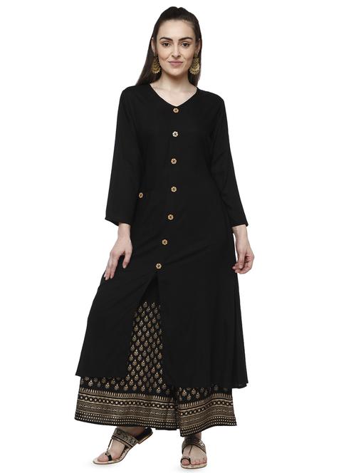 solid a-line kurta - 16756626 - Standard Image - 1