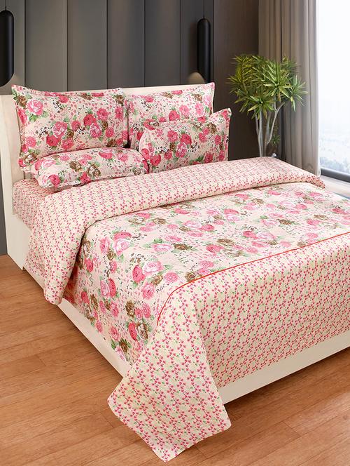 cotton double bedsheet with two stitched pillow covers - 16768933 - Standard Image - 1
