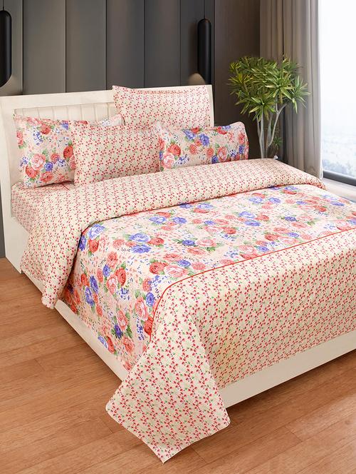 cotton double bedsheet with two stitched pillow covers - 16768935 - Standard Image - 1
