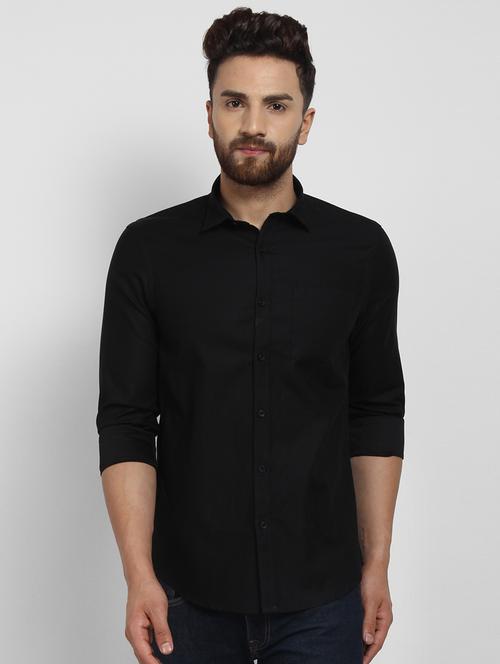 black solid casual shirt - 16773669 - Very Small Image - 1