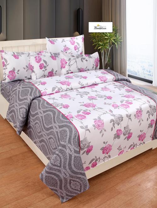 cotton double bedsheet with two stitched pillow covers - 16773906 - Standard Image - 1