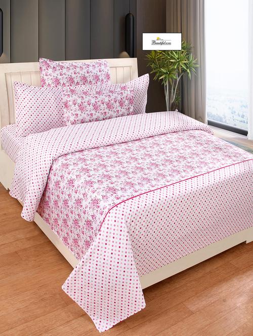 cotton double bedsheet with two stitched pillow covers - 16773912 - Standard Image - 1