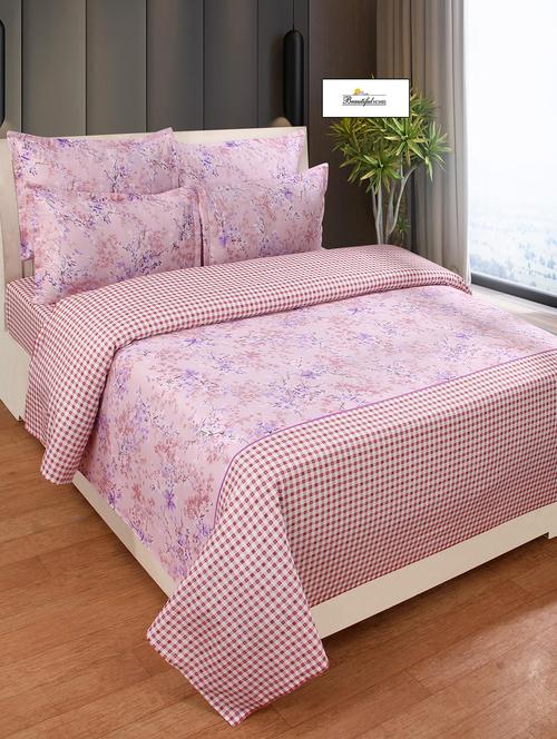 cotton double bedsheet with two stitched pillow covers - 16773919 - Standard Image - 1