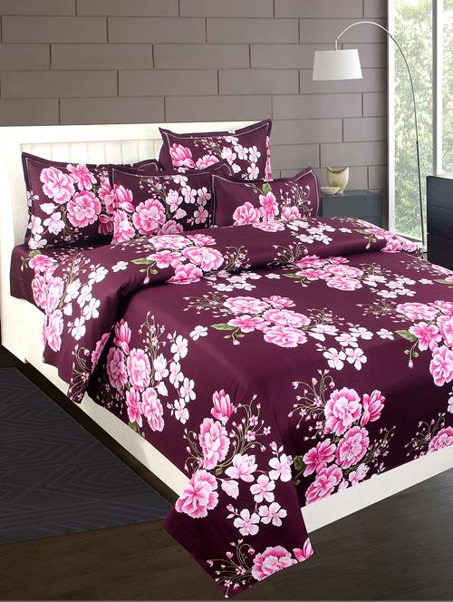 cotton double bedsheet with 2 matching pillow covers - 16783112 - Standard Image - 1