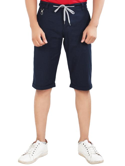 navy blue side taped linen bermuda shorts - 16791138 - Very Small Image - 1