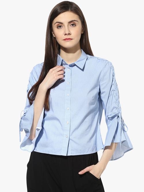 bell sleeved striped shirt - 16804955 - Standard Image - 1