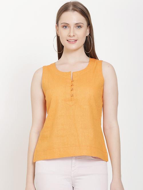 notch neck solid top - 16808099 - Standard Image - 1