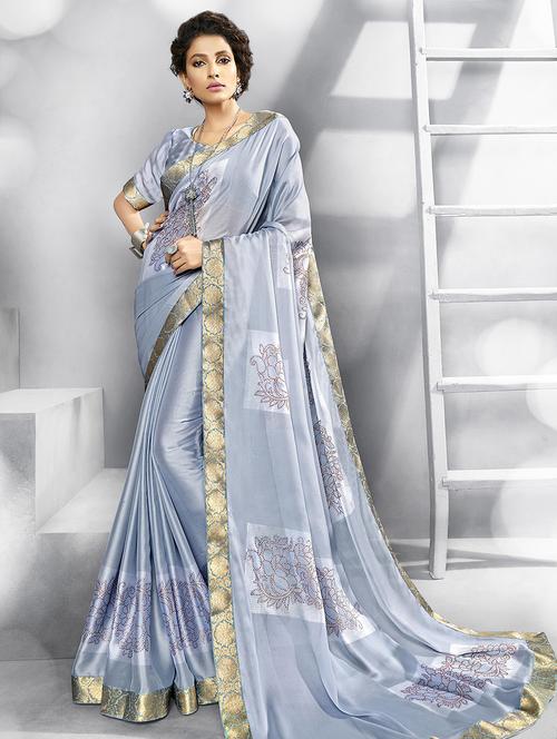 foil printed saree with blouse - 16822957 - Very Small Image - 1