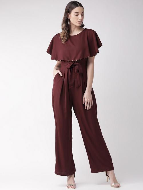 tie front cape sleeved full leg jumpsuit - 16826854 - Standard Image - 1