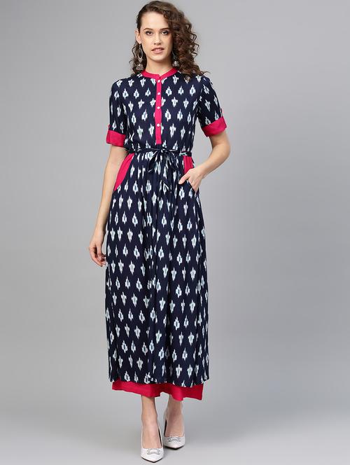 ikat print kurta palazzo set - 16829430 - Standard Image - 1