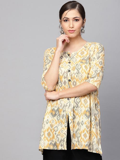 ikat a-line kurti - 16845045 - Standard Image - 1