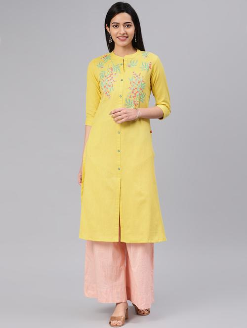 embroidered a-line kurta - 16846334 - Standard Image - 1